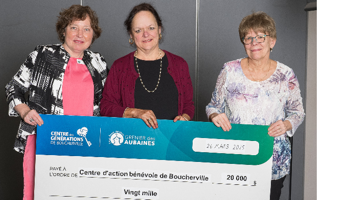 Don généreux versé au CABB par le Centre des générations de Boucherville